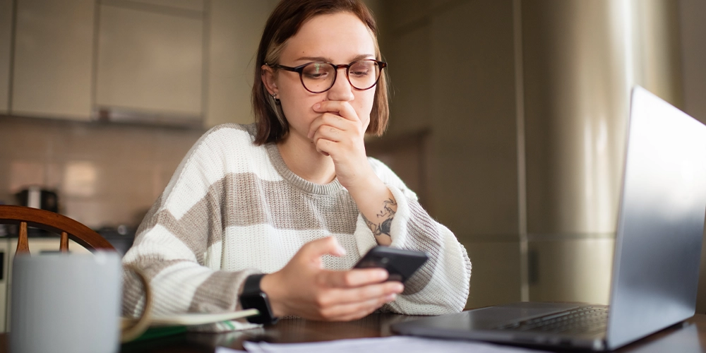 Woman looking at her phone
